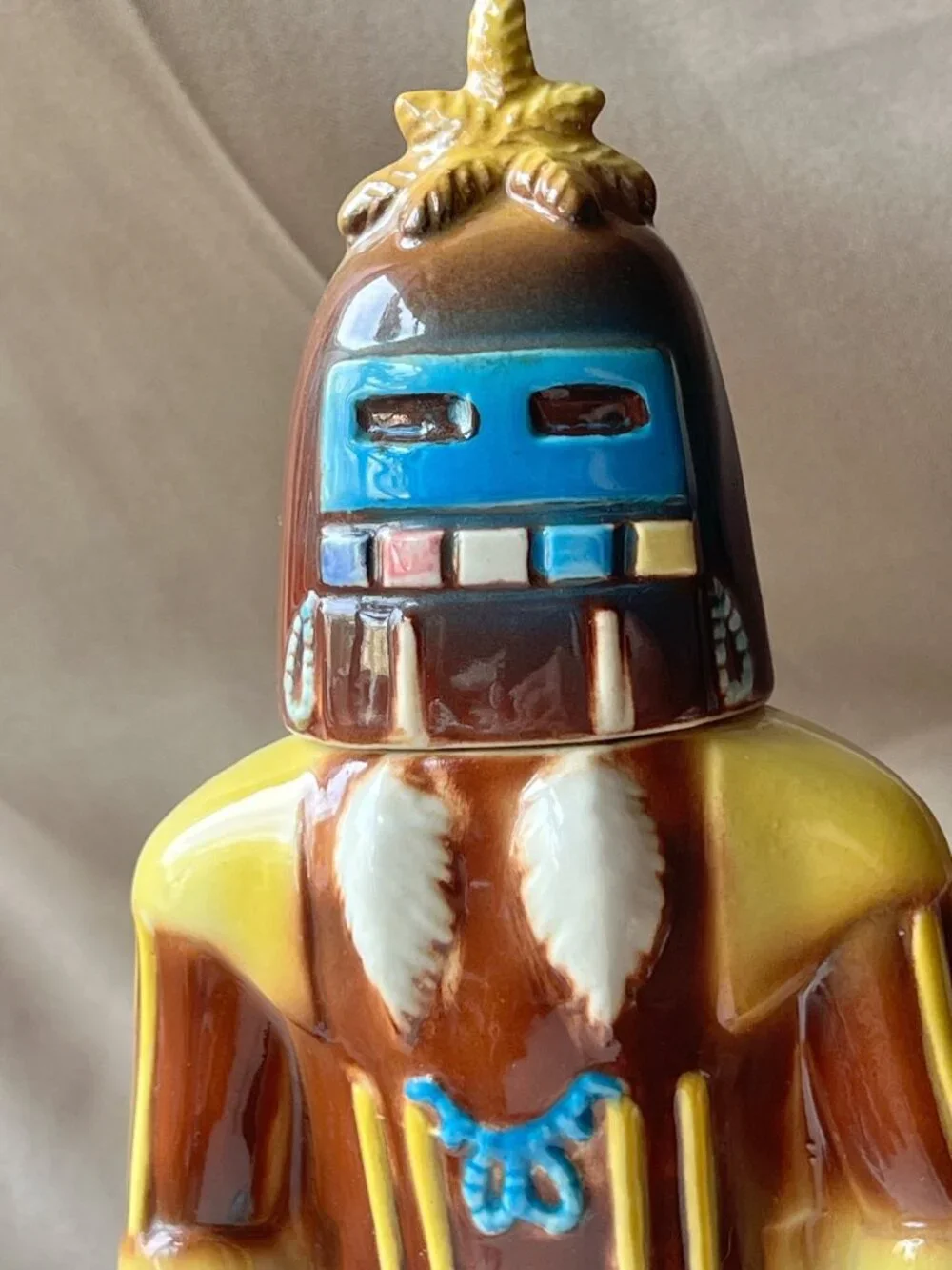 Ezra Brooks Kachina Doll Ceramic Decanter 13